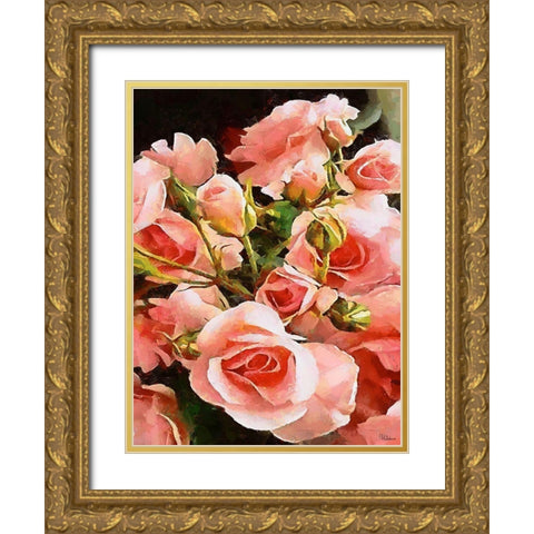 Spring Floral Variations XLVI Gold Ornate Wood Framed Art Print with Double Matting by Medeiros, Celito