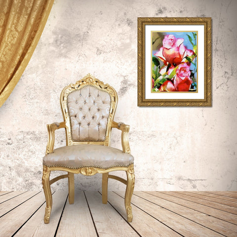 Spring Floral Variations LI Gold Ornate Wood Framed Art Print with Double Matting by Medeiros, Celito