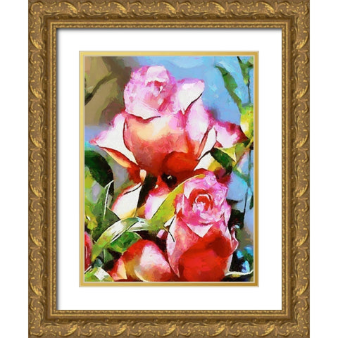 Spring Floral Variations LI Gold Ornate Wood Framed Art Print with Double Matting by Medeiros, Celito