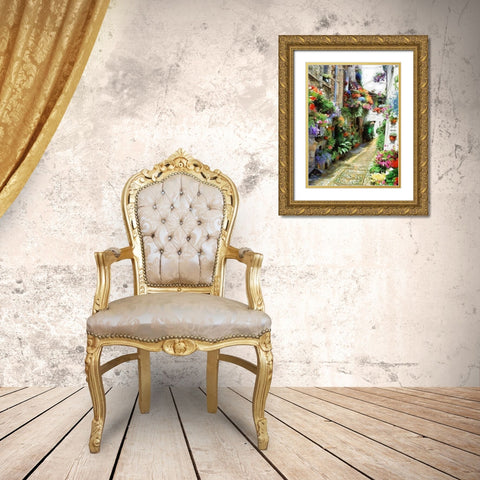 Flower Alley Gold Ornate Wood Framed Art Print with Double Matting by Medeiros, Celito