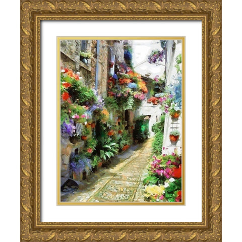 Flower Alley Gold Ornate Wood Framed Art Print with Double Matting by Medeiros, Celito