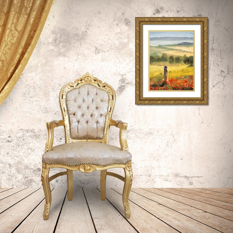 Girl in Tuscany  Gold Ornate Wood Framed Art Print with Double Matting by Medeiros, Celito