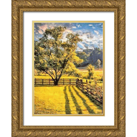 Sunny Day in the Garden Gold Ornate Wood Framed Art Print with Double Matting by Medeiros, Celito