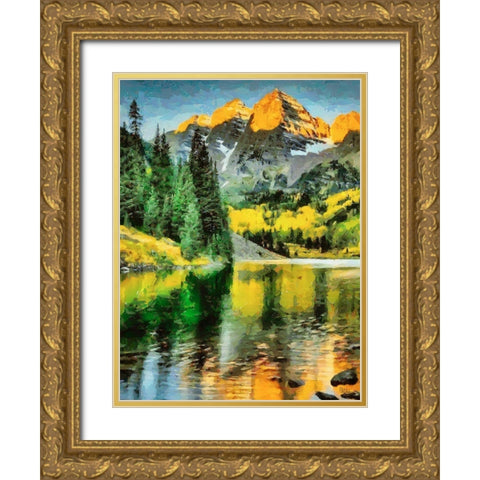 Austrian Alps II Gold Ornate Wood Framed Art Print with Double Matting by Medeiros, Celito
