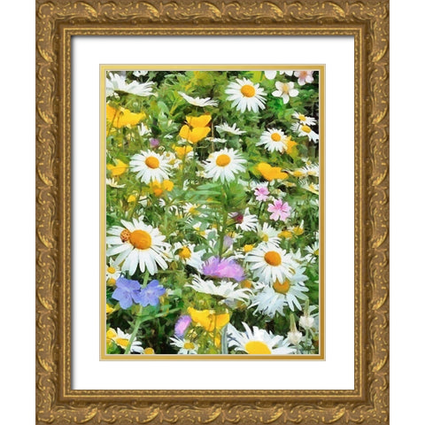 Meadow full of Flowers Gold Ornate Wood Framed Art Print with Double Matting by Medeiros, Celito
