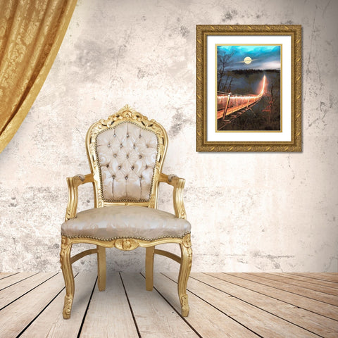 Light Bridge Gold Ornate Wood Framed Art Print with Double Matting by Medeiros, Celito