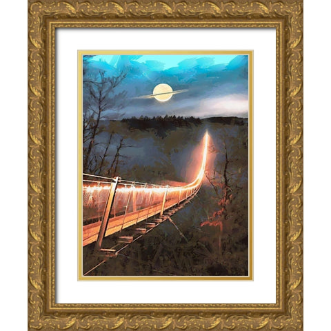 Light Bridge Gold Ornate Wood Framed Art Print with Double Matting by Medeiros, Celito