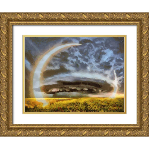 Crazy Clouds on the Sky Gold Ornate Wood Framed Art Print with Double Matting by Medeiros, Celito