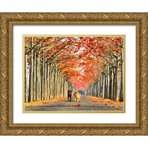 Two Four-legged Friends Gold Ornate Wood Framed Art Print with Double Matting by Medeiros, Celito
