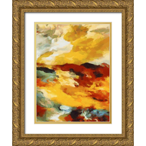 Mood of Abstraction V Gold Ornate Wood Framed Art Print with Double Matting by Medeiros, Celito