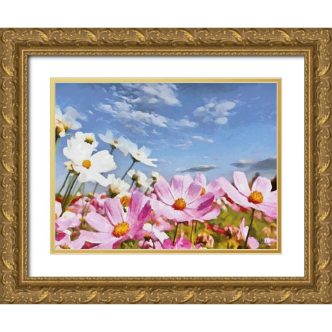 Field Flowers IV Gold Ornate Wood Framed Art Print with Double Matting by Medeiros, Celito