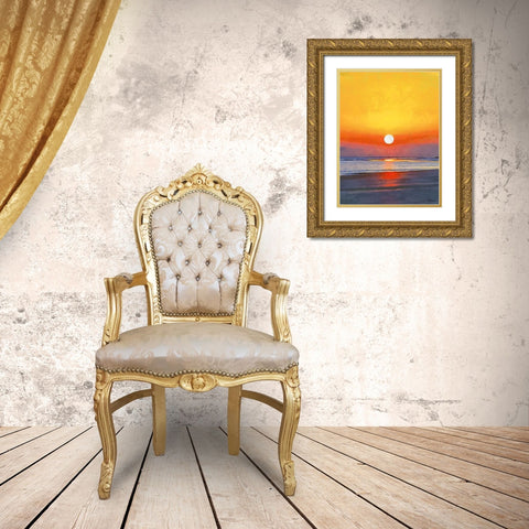 Golden Sunset III Gold Ornate Wood Framed Art Print with Double Matting by Medeiros, Celito