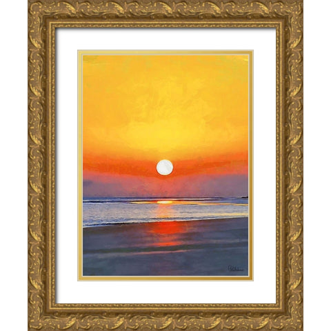 Golden Sunset III Gold Ornate Wood Framed Art Print with Double Matting by Medeiros, Celito