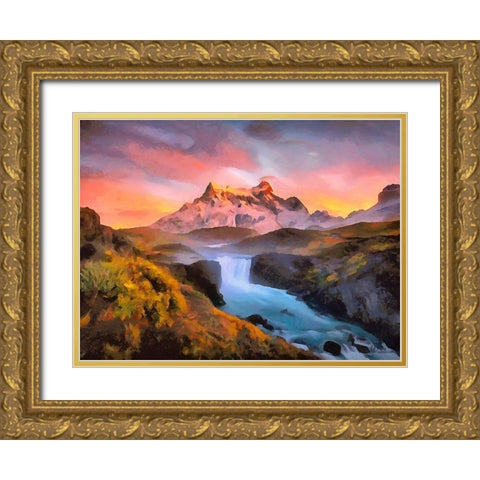 Watterfall Collection II Gold Ornate Wood Framed Art Print with Double Matting by Medeiros, Celito