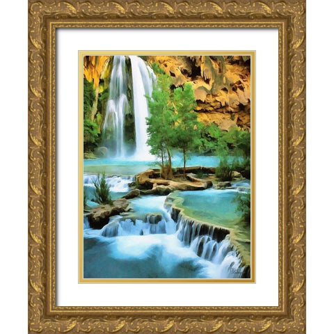 Watterfall Collection IV Gold Ornate Wood Framed Art Print with Double Matting by Medeiros, Celito