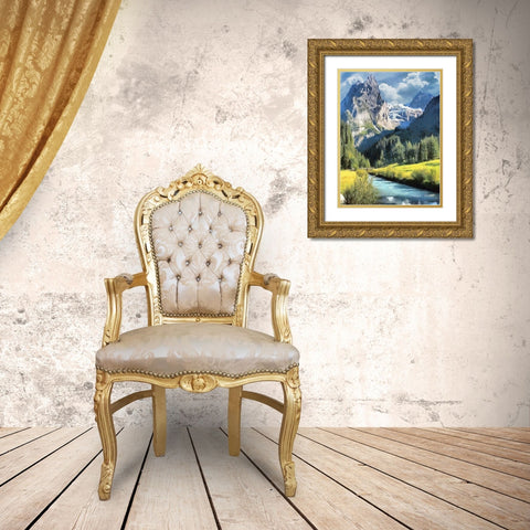 Watterfall Collection V Gold Ornate Wood Framed Art Print with Double Matting by Medeiros, Celito