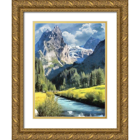 Watterfall Collection V Gold Ornate Wood Framed Art Print with Double Matting by Medeiros, Celito