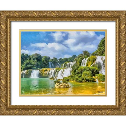 Watterfall Collection VI Gold Ornate Wood Framed Art Print with Double Matting by Medeiros, Celito