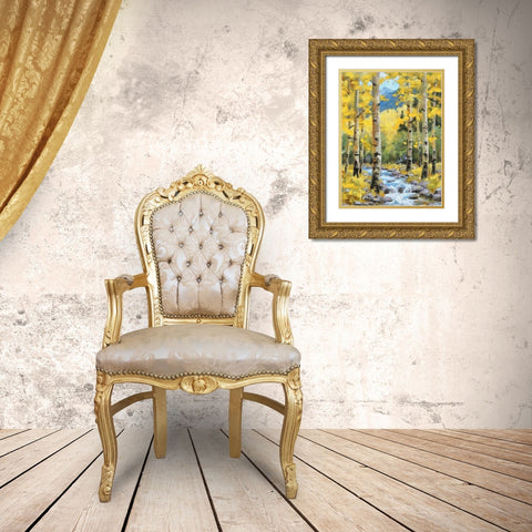 River in the Forest I Gold Ornate Wood Framed Art Print with Double Matting by Medeiros, Celito