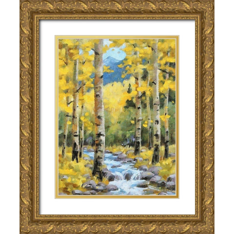 River in the Forest I Gold Ornate Wood Framed Art Print with Double Matting by Medeiros, Celito