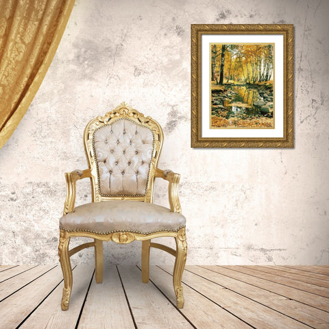River in the Forest II Gold Ornate Wood Framed Art Print with Double Matting by Medeiros, Celito