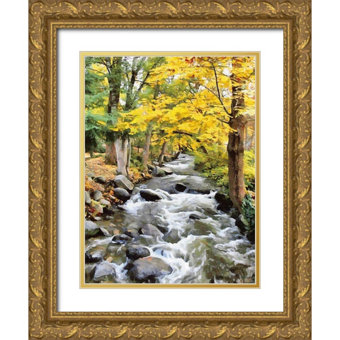 River in the Forest VIII Gold Ornate Wood Framed Art Print with Double Matting by Medeiros, Celito