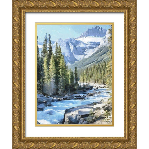 River in the Mountains III Gold Ornate Wood Framed Art Print with Double Matting by Medeiros, Celito