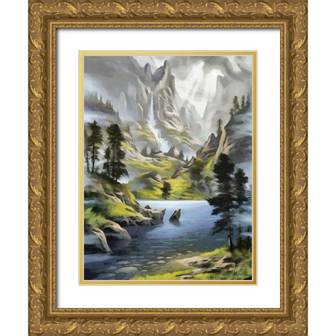 River in the Mountains IV Gold Ornate Wood Framed Art Print with Double Matting by Medeiros, Celito
