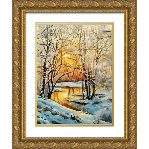 Sunny Day in Winter IV Gold Ornate Wood Framed Art Print with Double Matting by Medeiros, Celito