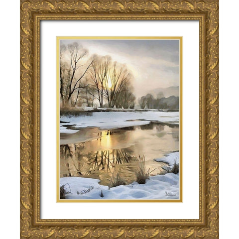 Sunny Day in Winter VIII Gold Ornate Wood Framed Art Print with Double Matting by Medeiros, Celito