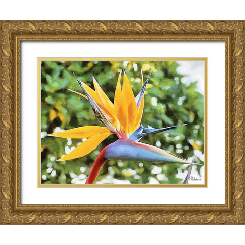 Yellow Orchid IV Gold Ornate Wood Framed Art Print with Double Matting by Medeiros, Celito