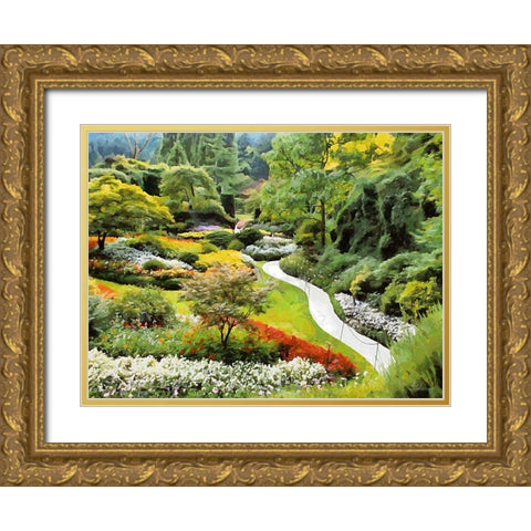 Beautiful Garden IV Gold Ornate Wood Framed Art Print with Double Matting by Medeiros, Celito