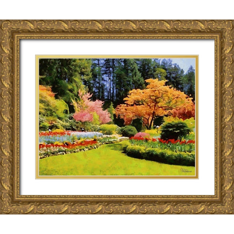 Beautiful Garden V Gold Ornate Wood Framed Art Print with Double Matting by Medeiros, Celito