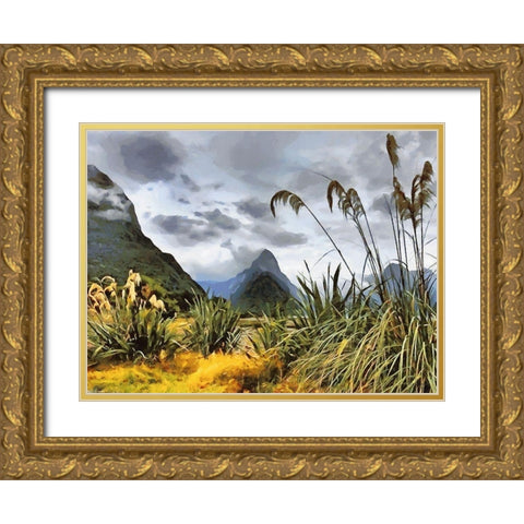 Triangle Rock Gold Ornate Wood Framed Art Print with Double Matting by Medeiros, Celito