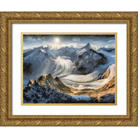 Glacier Gold Ornate Wood Framed Art Print with Double Matting by Medeiros, Celito