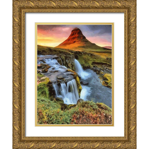 Beautiful Iceland Gold Ornate Wood Framed Art Print with Double Matting by Medeiros, Celito