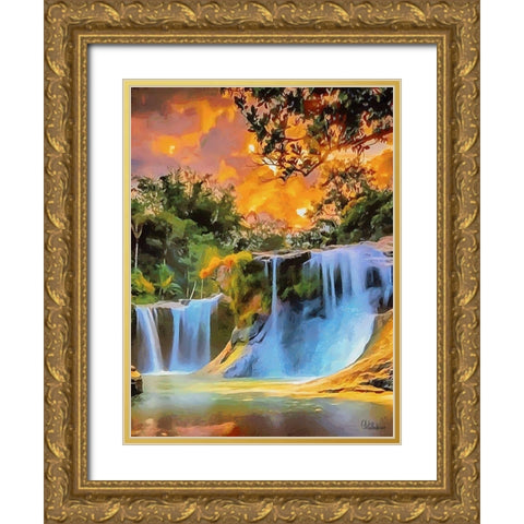 Amazing Watterfall I Gold Ornate Wood Framed Art Print with Double Matting by Medeiros, Celito