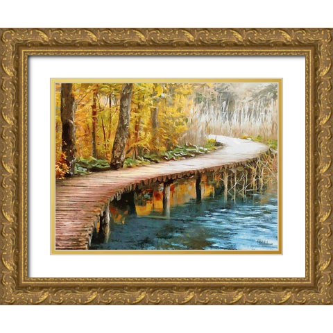 Walkway on Wooden Stilts Gold Ornate Wood Framed Art Print with Double Matting by Medeiros, Celito