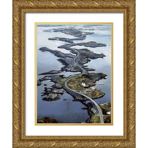 Great Street in Norway Gold Ornate Wood Framed Art Print with Double Matting by Medeiros, Celito