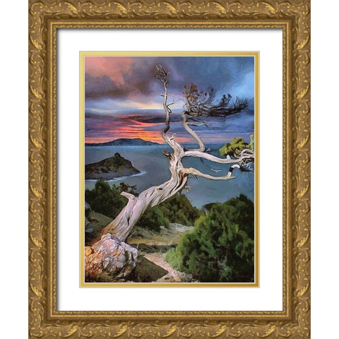 View Through Dry Tree Gold Ornate Wood Framed Art Print with Double Matting by Medeiros, Celito