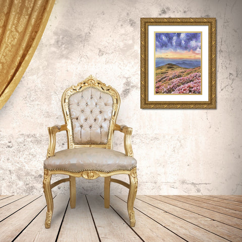 Flovers in the Mountains I Gold Ornate Wood Framed Art Print with Double Matting by Medeiros, Celito