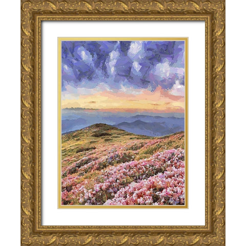 Flovers in the Mountains I Gold Ornate Wood Framed Art Print with Double Matting by Medeiros, Celito