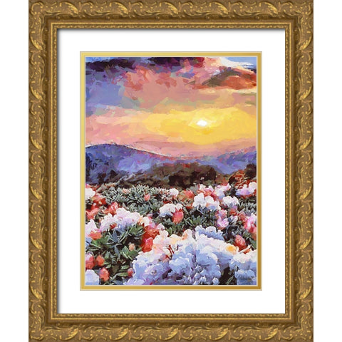 Flovers in the Mountains V Gold Ornate Wood Framed Art Print with Double Matting by Medeiros, Celito