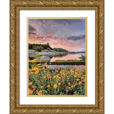 Flovers in the Mountains VI Gold Ornate Wood Framed Art Print with Double Matting by Medeiros, Celito