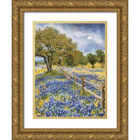 Lavender Field IV Gold Ornate Wood Framed Art Print with Double Matting by Medeiros, Celito