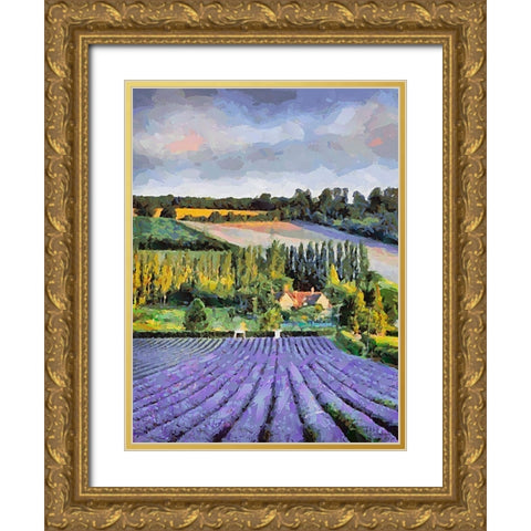 Lavender Field VI Gold Ornate Wood Framed Art Print with Double Matting by Medeiros, Celito