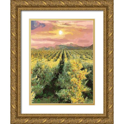 The Fruit Ripens Gold Ornate Wood Framed Art Print with Double Matting by Medeiros, Celito