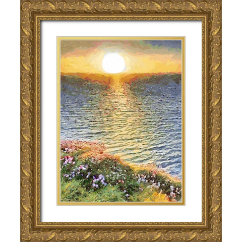 Romantic Sunset I Gold Ornate Wood Framed Art Print with Double Matting by Medeiros, Celito