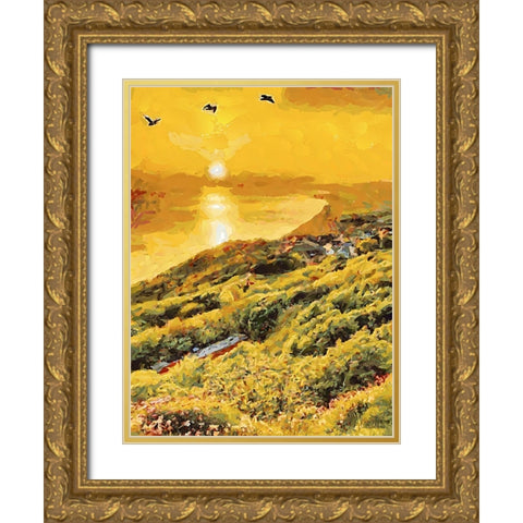 Romantic Sunset II Gold Ornate Wood Framed Art Print with Double Matting by Medeiros, Celito