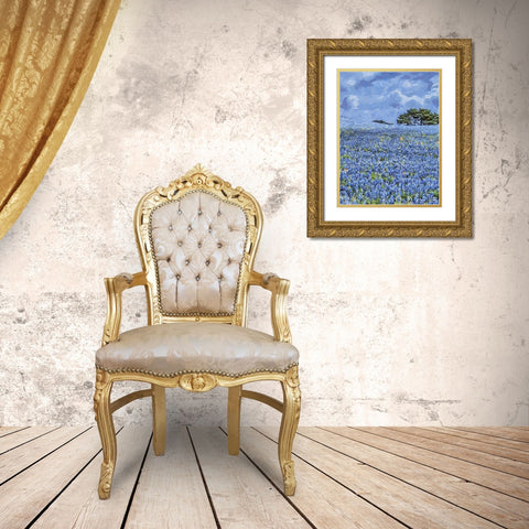 Field with Purple Flowers III Gold Ornate Wood Framed Art Print with Double Matting by Medeiros, Celito